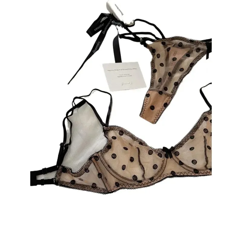 Set reggiseno slip Женский Бюстгальтер В Французском Стиле Тонкая Сетка Без Косточек Поддержка Большого Размера BANERDANNI tosto — image 3