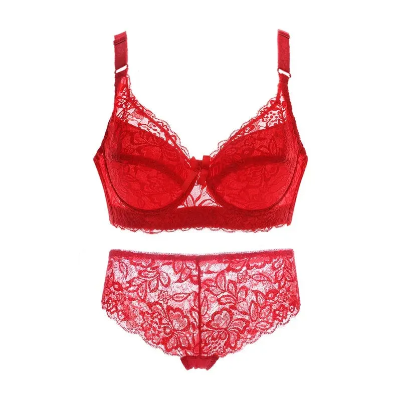 Sexy Bras Set Lace Panty Thin Brief Plus Size Women's Bralette Set Push Up Brassiere Girl Top BH Lingerie Intimates BCD 42 44 46 — image 6