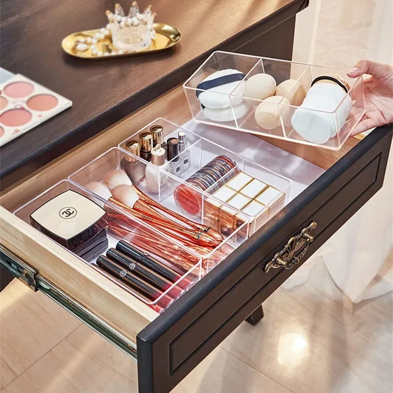 Akryl Kosmetik Opbevaringsboks til læbestift Makeup Børster Lagdelt Opbevaring Bordskuffe Comestic Tools Makeup Puff Opbevaringsboks