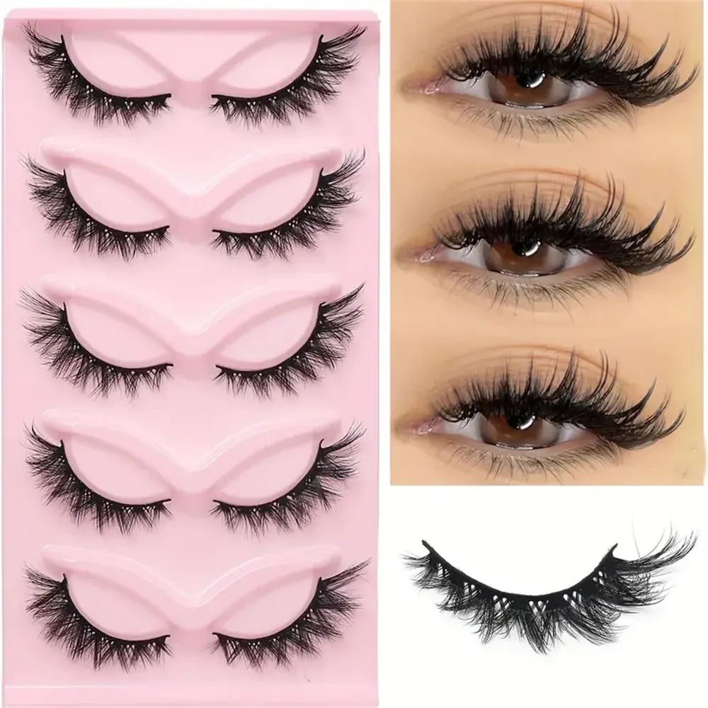 CAT EYE ขนตา 3D ธรรมชาติขนตาปลอมนุ่ม CROSS 5 คู่ Manga Lashes Wispy NATURAL Eyelash EXTENSION Makeu — image 1