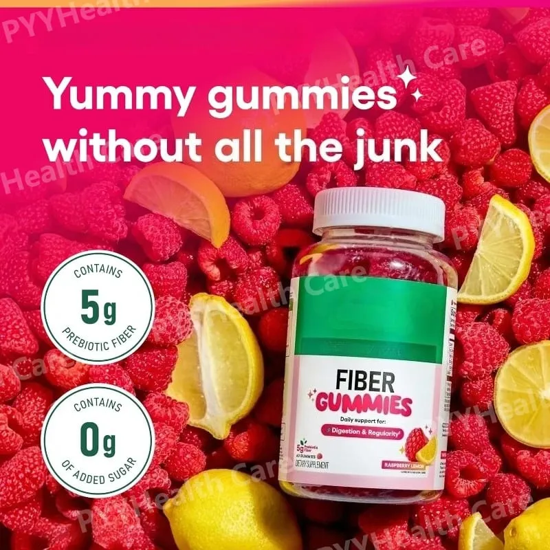 Fiber Gummies for Digestive Health and Regularity - Raspberry Lemon Flavor Natural Chicory Root Prebiotic Fiber - Daily Gummy — image 3