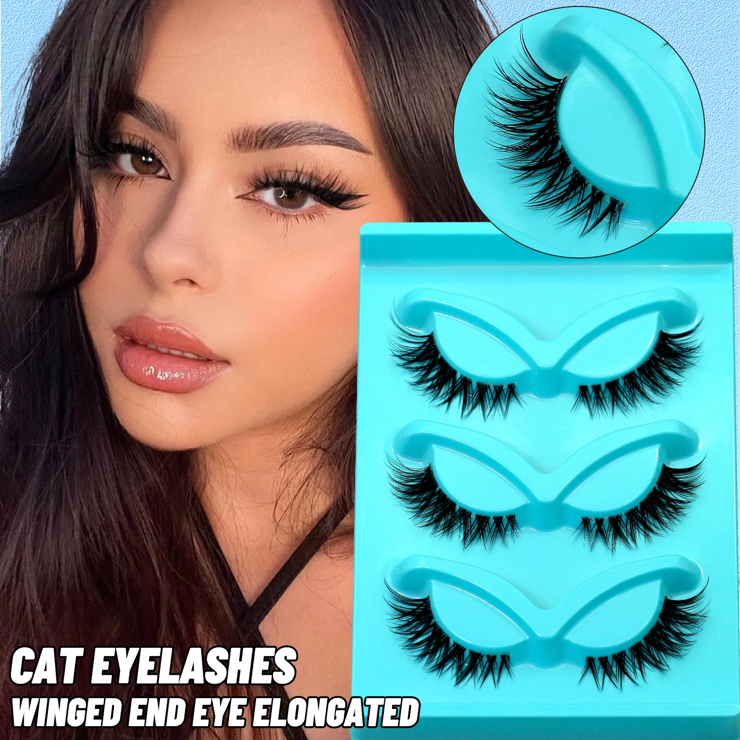 3 paires de cils Manga cils naturels œil de chat bande transparente faux cils aspect naturel faux cils bandes maquillage — image 4