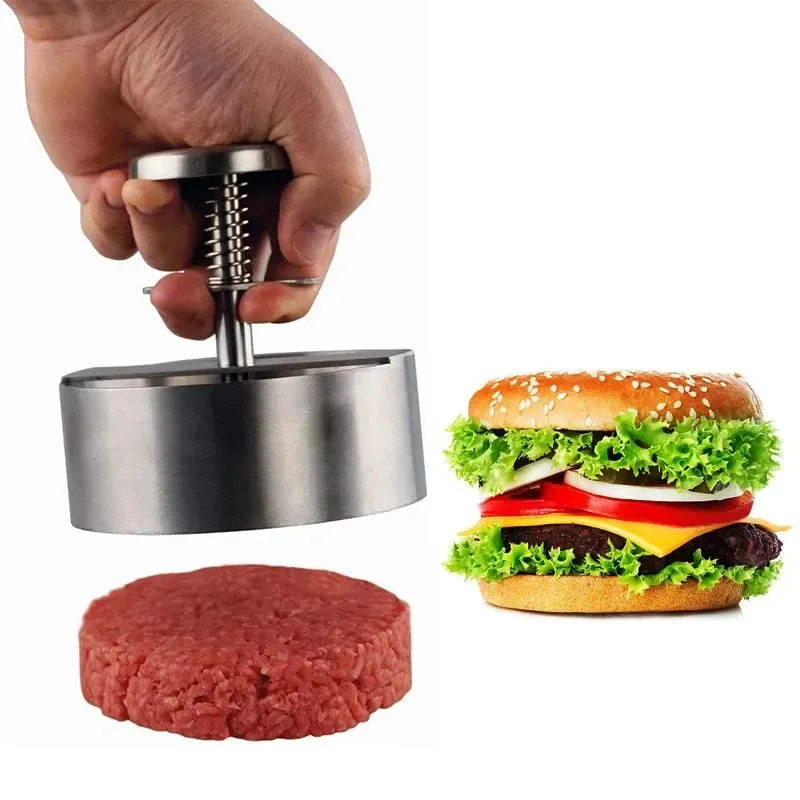 2025 Pembuat Hamburger Patty Hamburger 304 Penekan Burger Anti Lengket Baja Tahan Karat untuk Membuat Roti Daging dan Burger Tipis — image 2