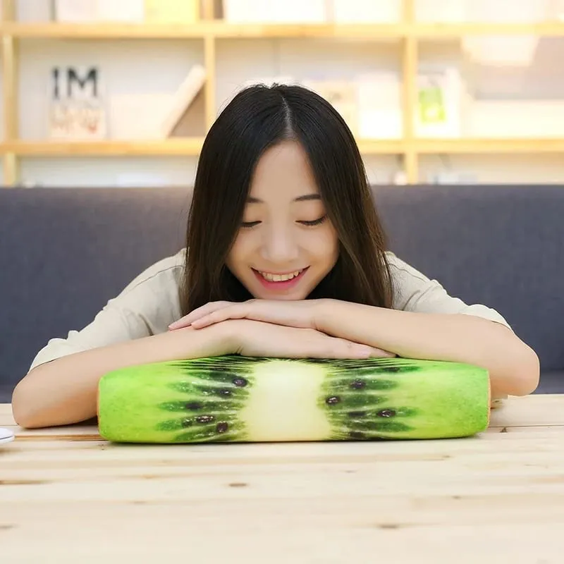30-39CM Realistic 3D Fruit Plush Pillow Kawaii Watermelon Orange Kiwi Pomelo Filling Sponge Doll Children's Toy Office Home Gift — image 5
