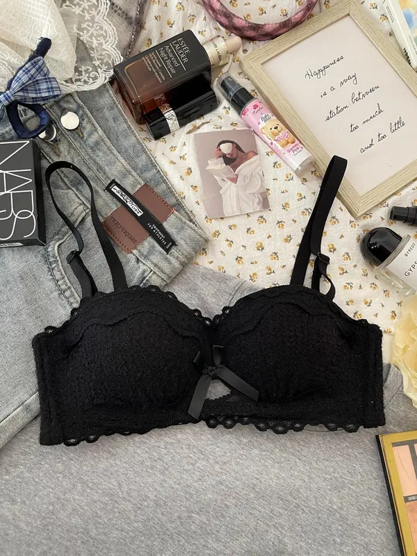 Ensemble de Lingerie en dentelle, soutien-gorge rembourré Non filaire, demi-tasse, petit buste, sous-vêtements Sexy Anti-affaissement pour femmes, toutes saisons, bonnet S-XLAB, nouvelle collection — image 9