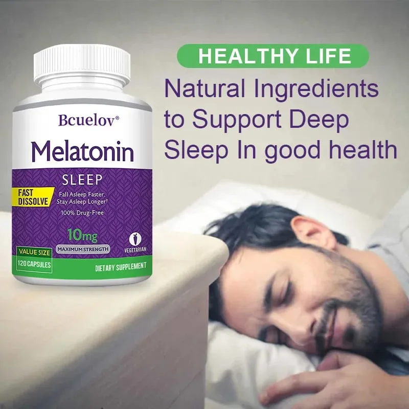 Melatonin 10 Mg Instant 120 Capsules - Natural Flavor Fall Asleep Faster Sleep Longer Natural Sleep Aid — image 3