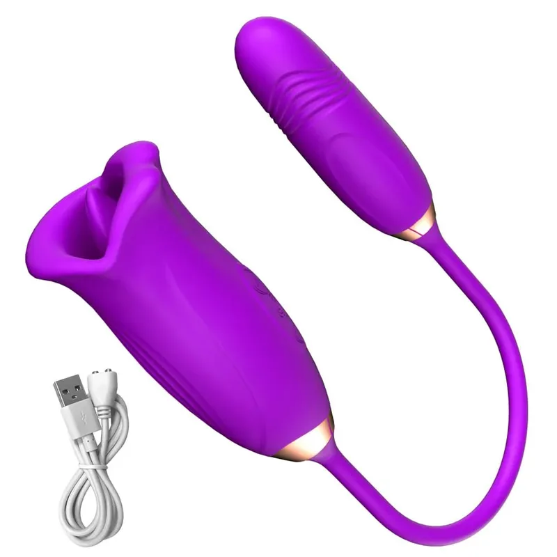 Rose Thrusting Sucking Vibratorสำหรับผู้หญิงG-Spot DildoหัวนมAnal StimulatorเลียVibratorsเพศผู้ใหญ่ของเล่นเกมManคู่ — image 8