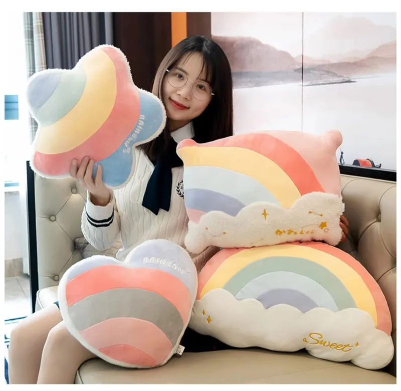 INS HOT Colore della caramella Nuvola Stella Peluche Cuscino Arcobaleno colorato Corona Cuscino Cuscino Divano Decorazione della casa Cuscino di tiro Giocattolo — image 8