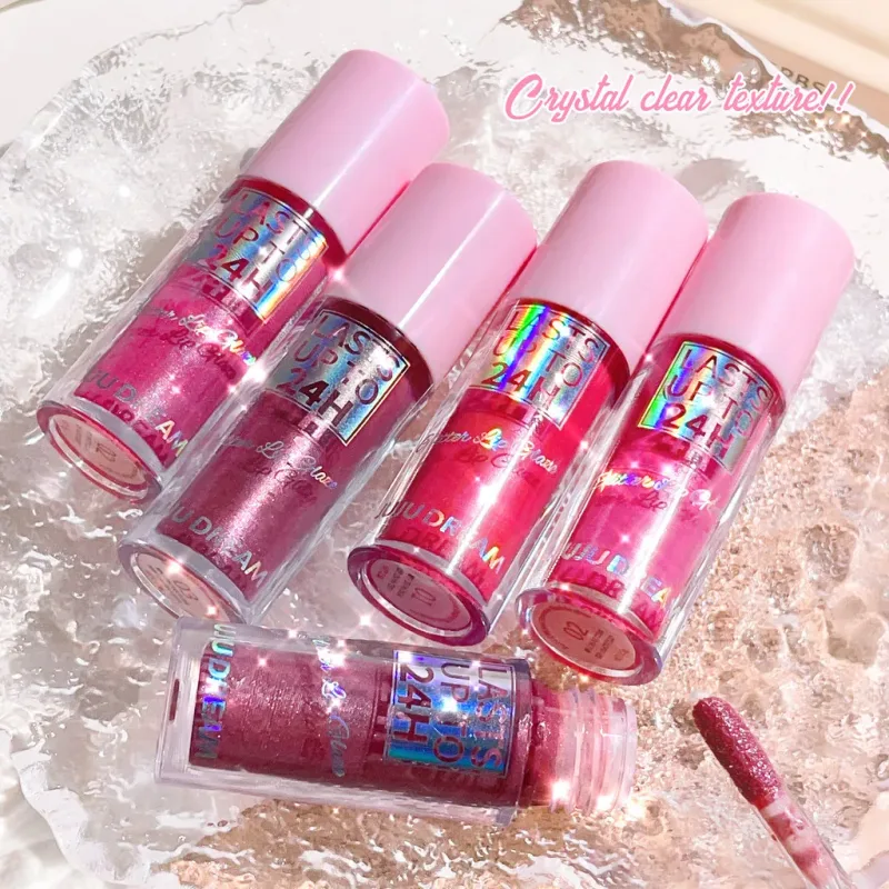 Flowing light Glitter Lip Glaze ลิปกลอสติดทนนานกันน้ำลิปสติก Makeup Lip Oil Lip Tint Moisturizing — image 3