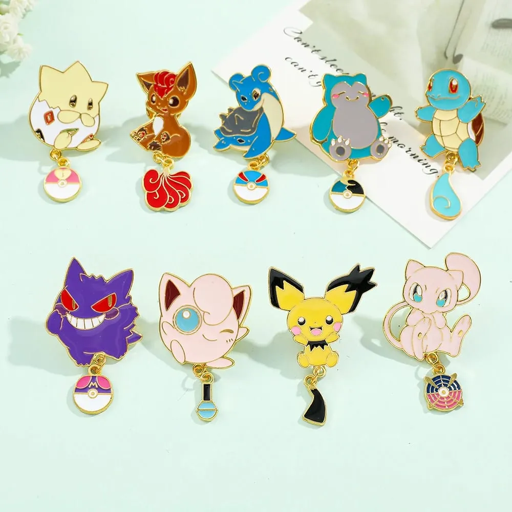 Set di spille smaltate - Simpatiche spille Pikachu Squirtle Charmander per zaini giacche - Distintivi di cartoni animati anime regalo per i fan — image 5