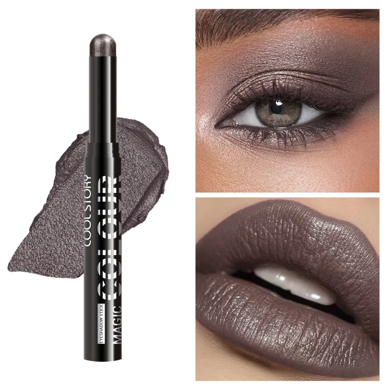 2 en 1 fard à paupières rouge à lèvres bâton crayon imperméable paillettes éclaircir mat ombre à paupières maquillage Pigment fard à paupières stylo — image 11
