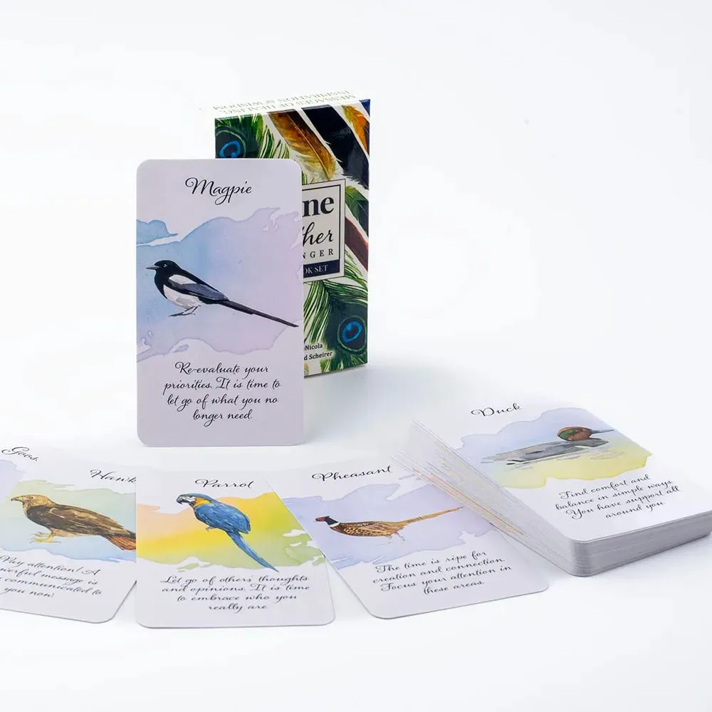 Divine Feather Messenger 44 karty Oracle English Visions Divination Edition 10,3 x 6 cm Talia z przewodnikiem w formacie PDF do gier planszowych i
