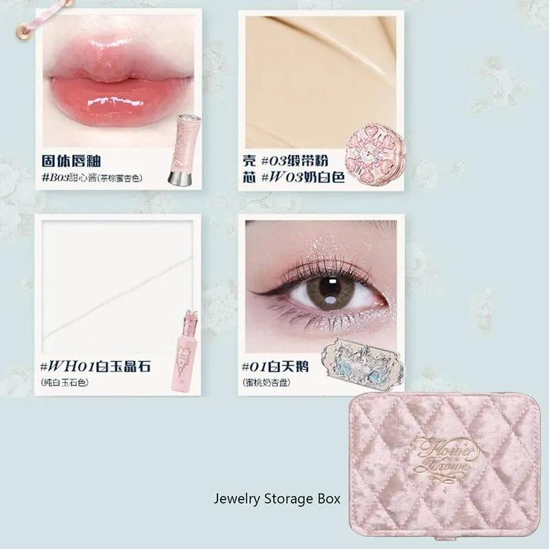 Flower Knows Makeup Profissional Completa Eye Shadow Air Cushion CC Cream Blush Lipstick & Mascara Jewelry Storage Box Gift Set — image 11