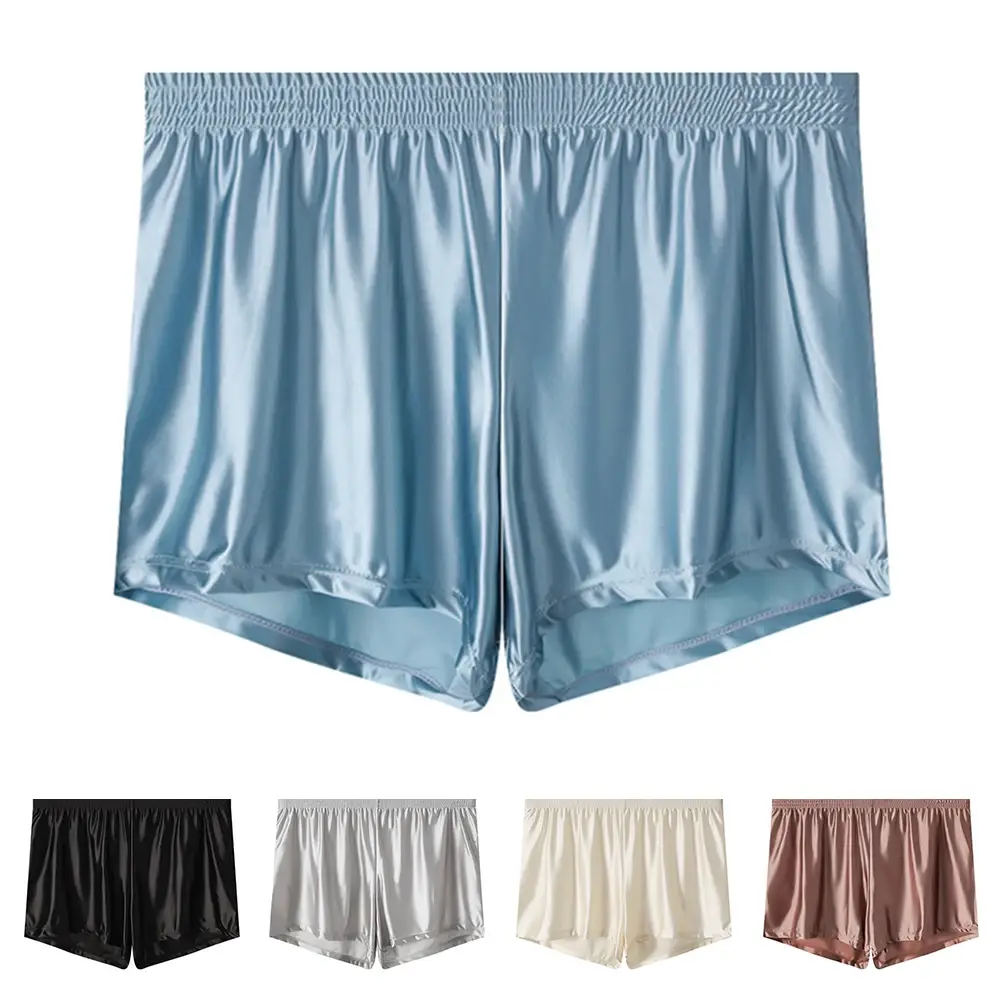 1 PC Men ICE Silk Smooth Solid Boxer กางเกงขาสั้นกางเกง L-3XL ขนาดใหญ่หลวมชุดนอนชุดชั้นในกางเกงไม่มีรอยต่อ Comfy ชุดนอน — image 11