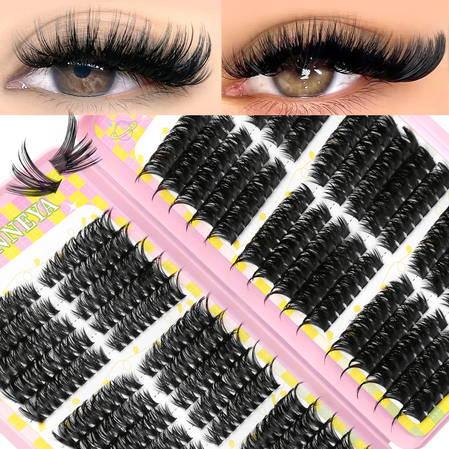 Cluster di ciglia 540 pz 60D + 100D Estensioni delle ciglia 2 stili Misti Lash Book Fluffy Cat Eye Ciglia Ciglia finte Trucco — image 3