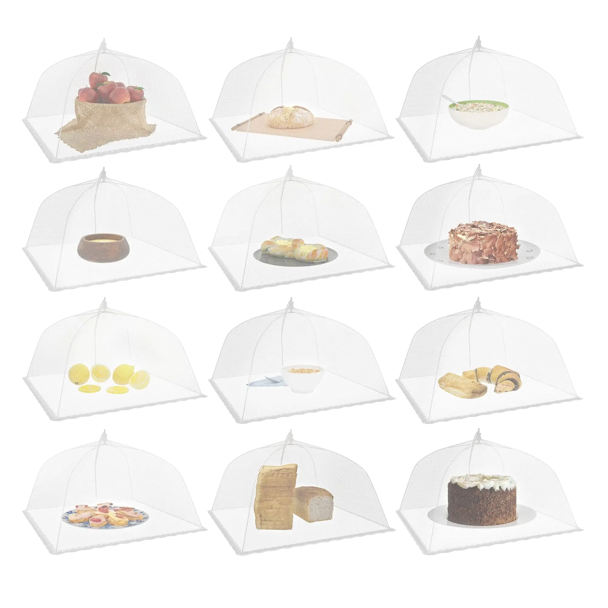 Large 17x17 Pop-Up Mesh Food Net Covers Tent Umbrella for Outdoors Screen Tents Protectors For Bugs Reusable and Collapsible