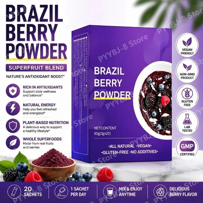 Acai Berry Powder Health Supplement All Natural Herbal-based Formula 3g X 20Packs — Helps Brighten The Skin and Resist Oxidation — image 1