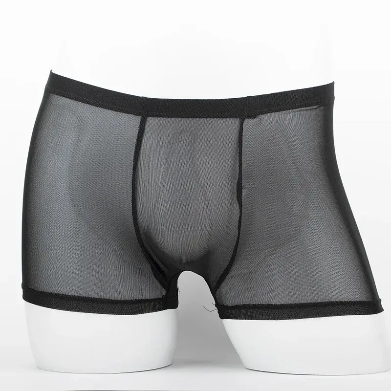 Intimo da uomo Boxer trasparenti Rigonfiamento Seta di ghiaccio See Through Mutande Slip sexy Mutandine a vita bassa Lingerie Intimo 3256808377911341 — image 2