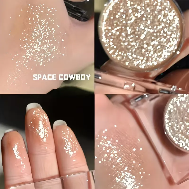 Fard à paupières pailleté longue durée – Finition radieuse haute brillance, effet de mise en valeur instantané, poudre scintillante, maquillage pour les yeux pour les fêtes.