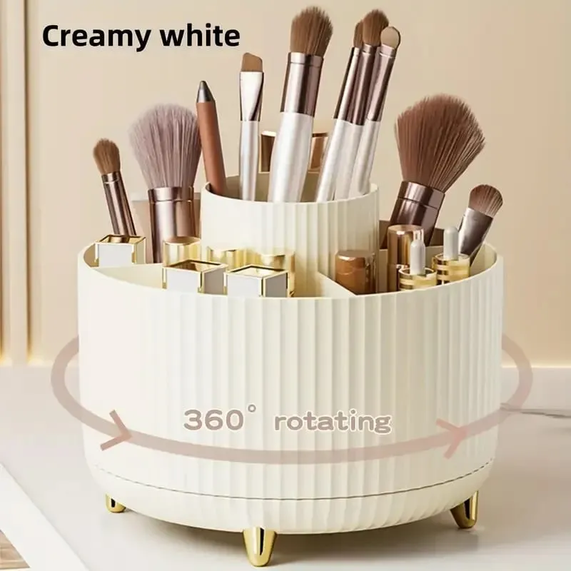 Suporte giratório para pincéis de maquiagem, 5 espaços, 360 °, organizador, multifuncional, armazenamento de mesa, cosméticos, para banheiro de mesa