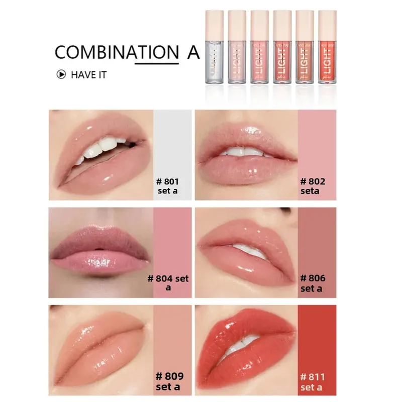 6 PCS Lipgloss Set Liquid Lip Stain Makeup for women Non Stick Cup Mirror Light Lip Glosses Long lasting Lip Gloss Kit Cosmetics — image 5