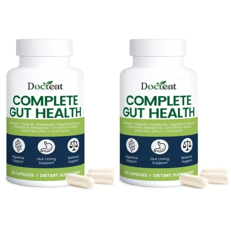 Docteat Complete Gut Health Capsules with Probiotic Prebiotic Postbiotic Digestive Enzymes for Gut Balance & Digestion 60 Count — image 8