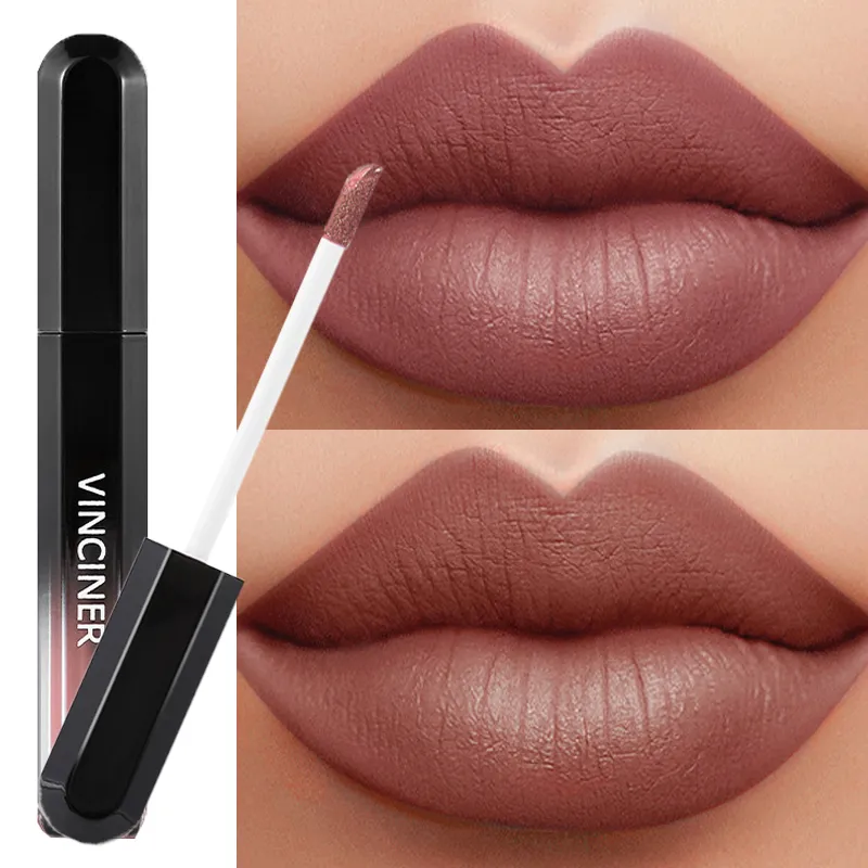 12 สีลิปสติก Matte Dark BROWN Lip GLOSS เครื่องสำอางค์กันน้ำสีแดง Lip Glaze Non-Stick CUP LongLasting lip Tint แต่งหน้า — image 1