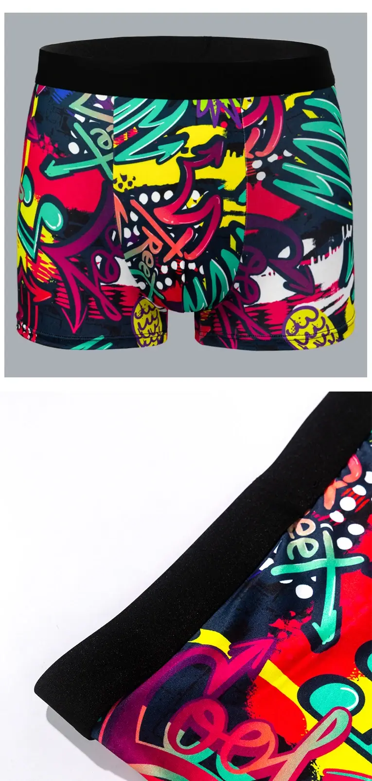 5-Pcs Men's Boxer Briefs Random Graffiti Print Trendy Christmas Pattern Underwear Comfortable Boxer Shorts — image 11