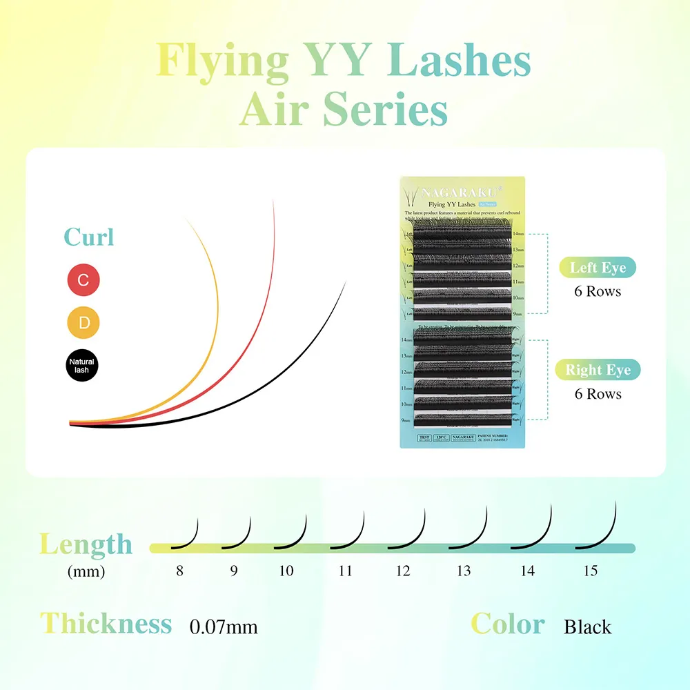 Flying YY Fox Eye Lashes Y Shape Prodlužování řas Měkké přírodní předpřipravené objemové vějíře Balíček řas Makeup — image 4