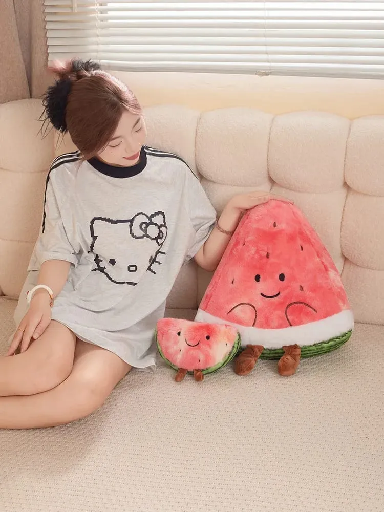23/45 cm carino fetta di anguria peluche cuscino viso sorridente carino triangolare frutta cuscino rosso con gambe peluche decorazione regalo — image 8