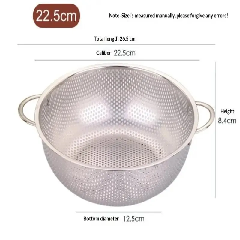 ♥ Foro da cucina in acciaio inossidabile Setaccio a rete densa Colino Setaccio Cestini per lavare frutta/verdura/riso — image 12