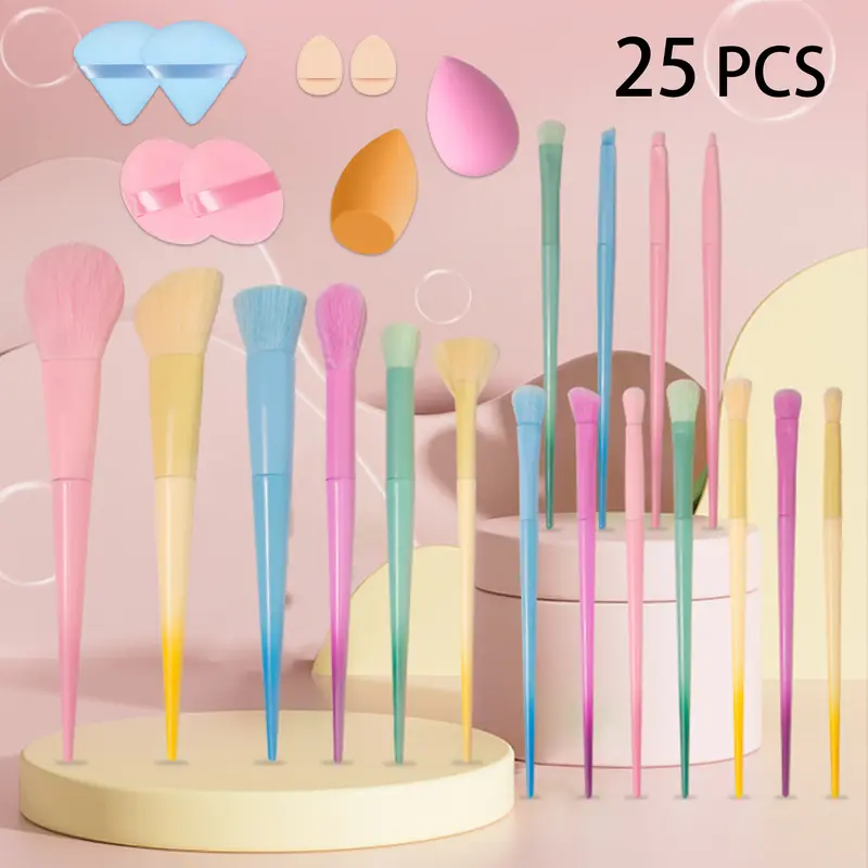 25 PCS Makeup Brushes Set Include Foundation Blending Face Powder Blush Concealers Eyeshadow Makeup Sponge Powder Puff