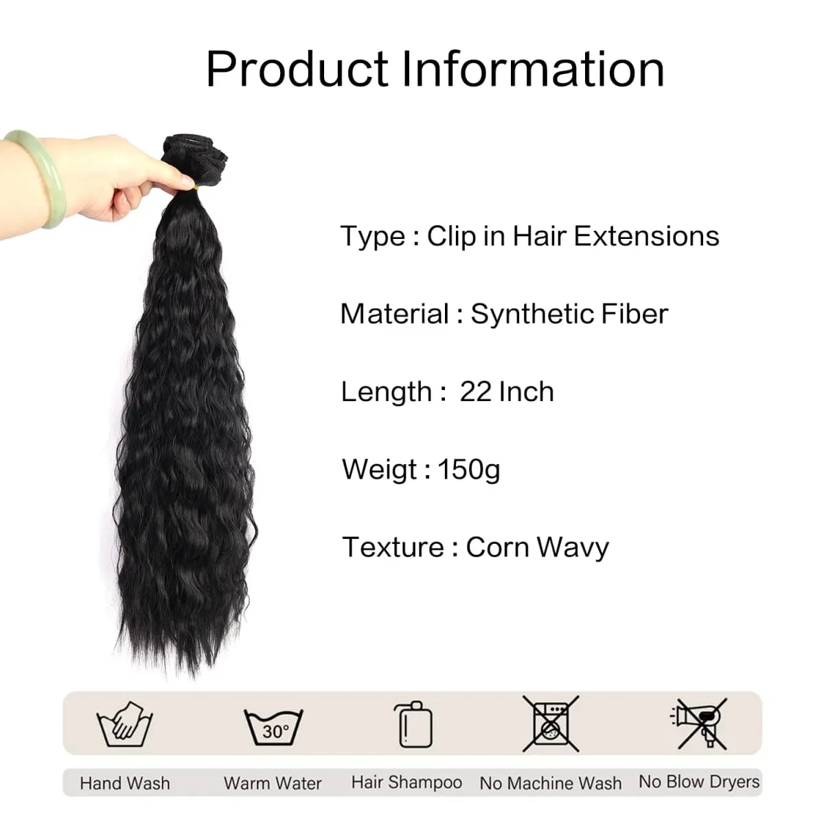 Extensions de cheveux synthétiques 6 pièces Extensions de cheveux à clips extensions de cheveux longs et raides postiches synthétiques douces naturelles pour les femmes — image 6