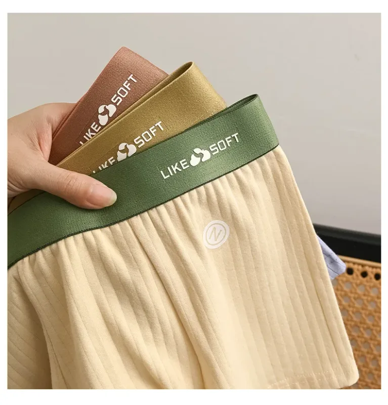 5 pezzi boxer da uomo a righe morbidi e traspiranti a vita media elastico in vita misto cotone pantaloncini intimi da uomo — image 9