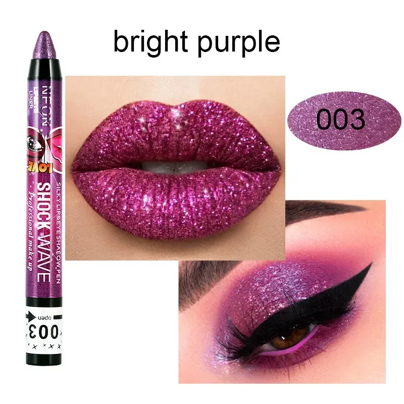 2 In 1 Eyeshadow Lipstick Stick Pencil Waterproof Glitter Matte Eye Shadow Makeup Pigment Eyeshadow Pen