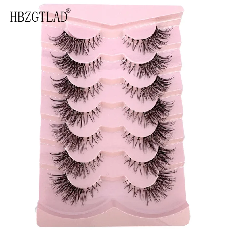 7/8 Paar Katzenaugen-Wimpern, Manga-Wimpern, 3D-Wimpern mit klarem Band, natürlich, halbe Wimpern, verlängerte Nerz-Wimpern, flauschige Wimpern — image 27