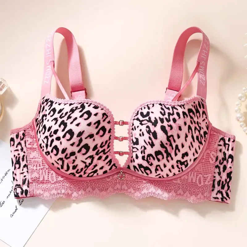 Plus Size Dünner, kabelloser Minimizer-BH mit Leopardenmuster, Anti-Sagging-Komfort-Dessous für Frauen mit großer Oberweite — image 10