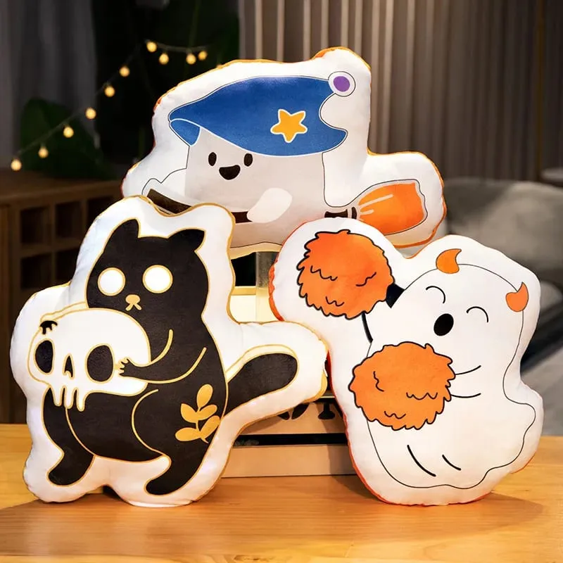 Oreiller doux amusant, fantôme de citrouille, elfes mignons, squelette de mort, chat foncé, décoration de maison Halloween, coussin de canapé, jouets de sieste, 30CM — image 4