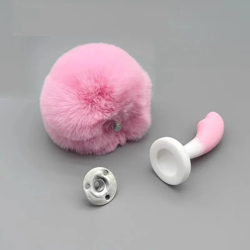 Mały silikonowy korek analny Dildo wtyczka dopochwowa z odpinanym fałszywym miękkim ogonem królika lisa dla pary koralik analny Dilator Sex zabawki — image 5