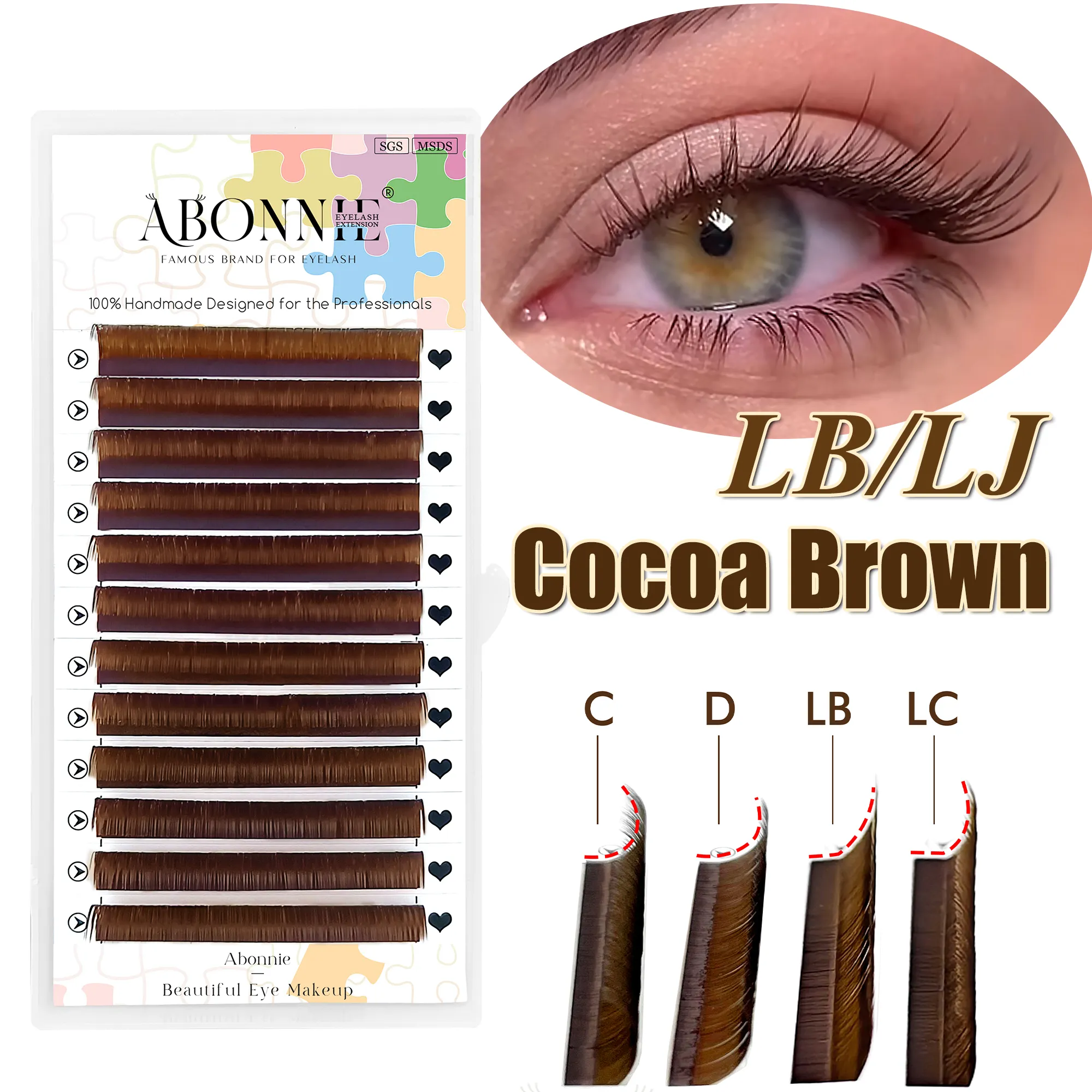 Abonnie LB สีน้ำตาลขนตา M Curl คลาสสิกขนตา Foxy Eye Lash โกโก้ Lashes ขนตาสี Fluffy Lashes — image 2