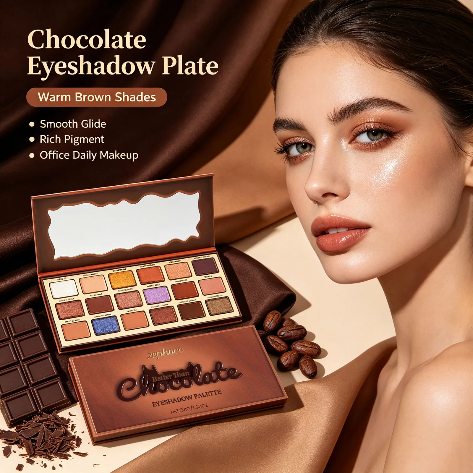 Palette de fards à paupières Style chocolat, 18 couleurs, reflets colorés de la terre, ton froid, pigmenté longue durée, maquillage pour les yeux — image 4