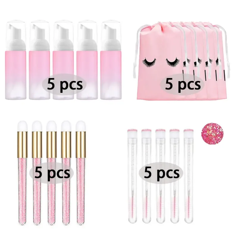 60ml 리필 가능 빈 플라스틱 펌프 병 래쉬 확장 청소 키트 긴 막대 브러시 래쉬 경기자 먼지 튜브 EVA 보관 가방 도구 — image 10