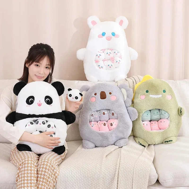 Petits jouets à l'intérieur, 6 pièces, mignon Panda Koala lapin dinosaure animaux de dessin animé, oreiller en peluche doux, coussin de canapé en peluche, oreiller de décoration intérieure — image 7