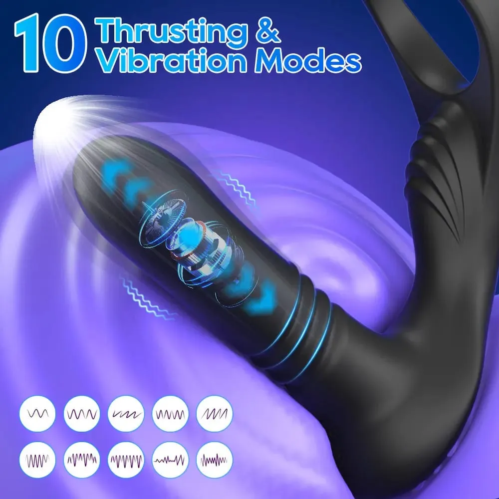 3 in 1 Stak Anale Vibrator Afstandsbediening Mannelijke Prostaat Massager Cockring Telescopische Butt Plug Stimulator Seksspeeltje voor mannen — image 2