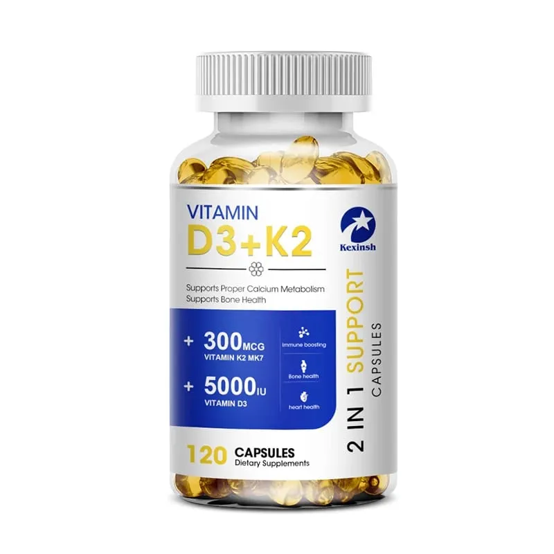 Kexinsh Vitamin D3K2 Capsules 5000iu Vitamin D3 300mcg K2 Support Teeth Bone Heart Health Joint Health — image 8