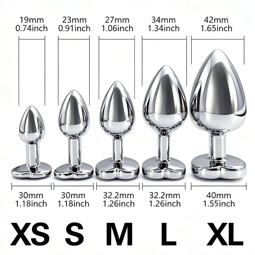 5 størrelser metal anal stik sæt med hjerte base Glat prostata massage butt plug sexlegetøj til mænd kvinder par — image 2