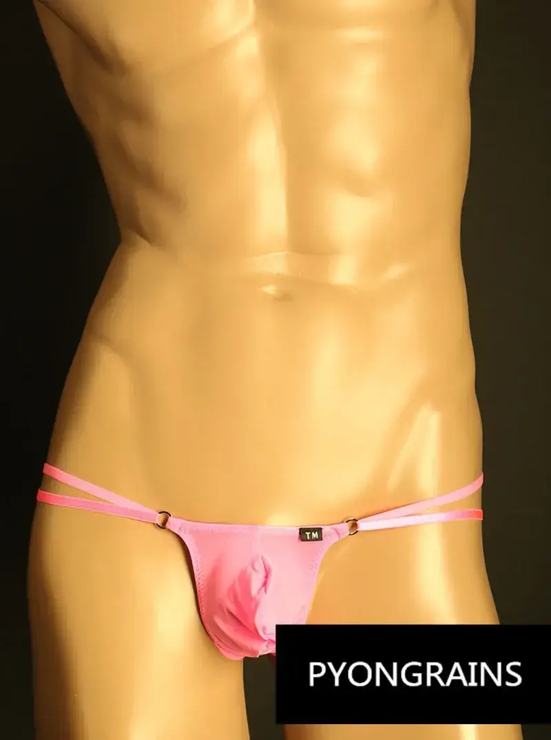 Mænd Justerbar Metal O-ring Dobbelt tynd rem Bikinitrusser Lavhøjde Silkeagtig Is Silke 3D U konveks pose Sexet mænds undertøj — image 10