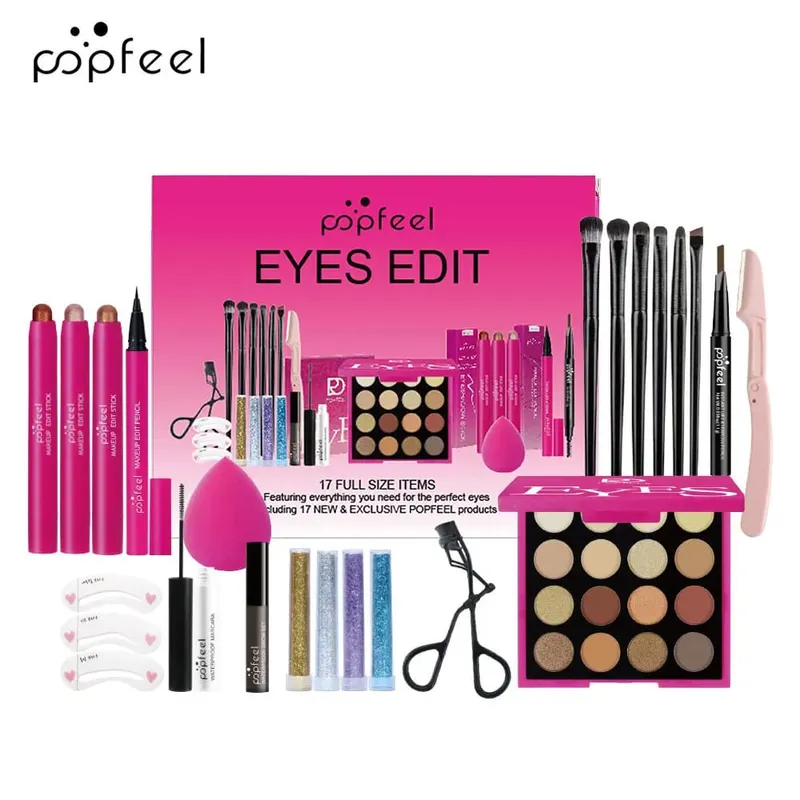 ชุดแต่งหน้าสำหรับดวงตา 22 ชิ้น: ประกอบด้วยพาเลทอายแชโดว์ 16 สี Pearl Shimmer Eyeshadow Brow Tint อายไลเนอร์สีดำ — image 3