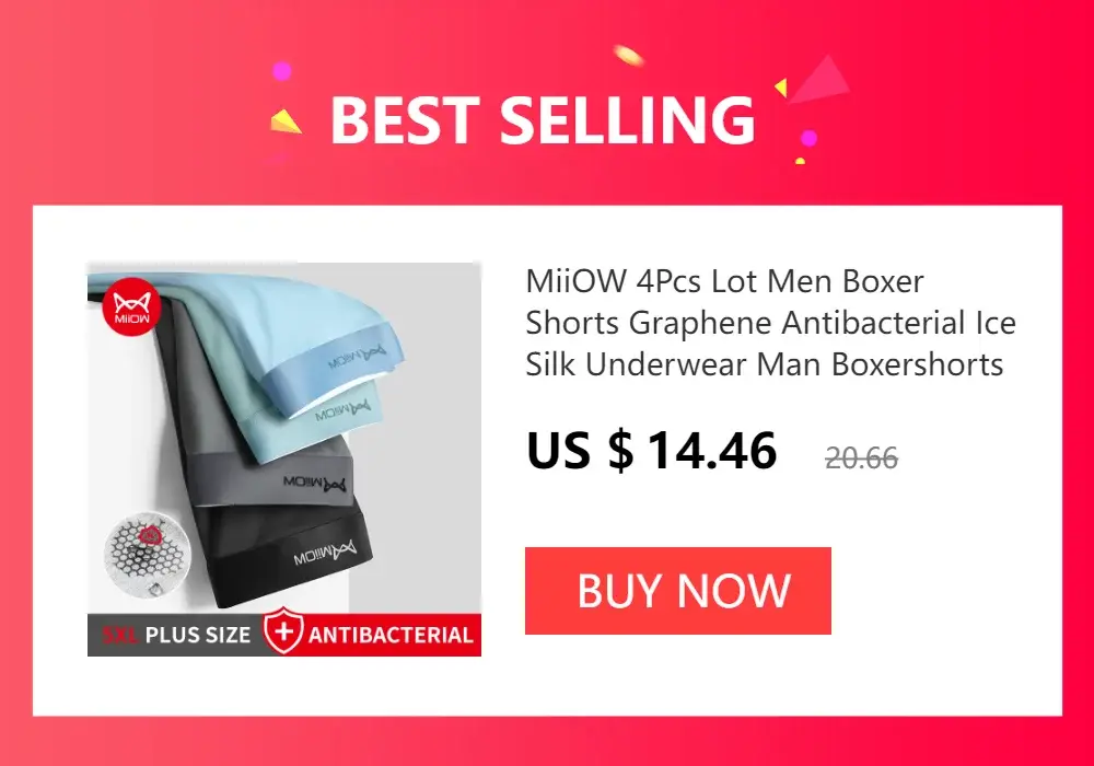 MiiOW 4Pcs Man Underwear Boxers Men's Panties Breathable Polyester Innerwear Sexy Men Underpants Boxershorts Antibacterial — image 18