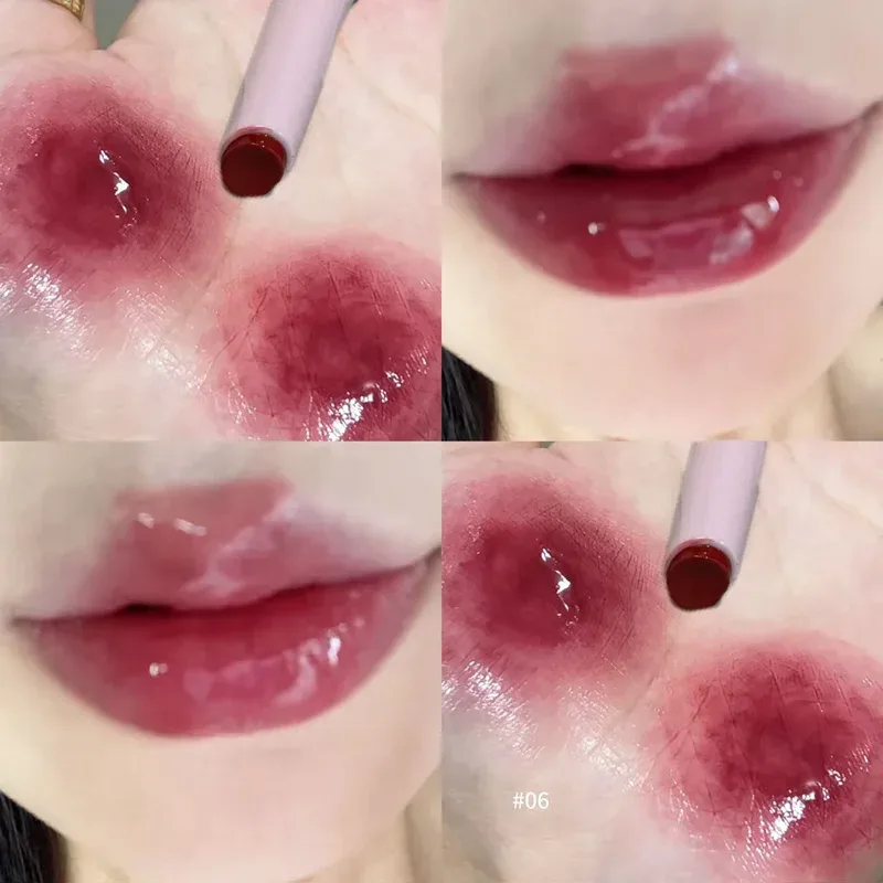 Różowy różowy jednolity błyszczyk lustrzane usta pulchne nawilżająca szminka odżywcza woda lekka odcień ust czerwona błyszczyk do ust koreański makijaż — image 9